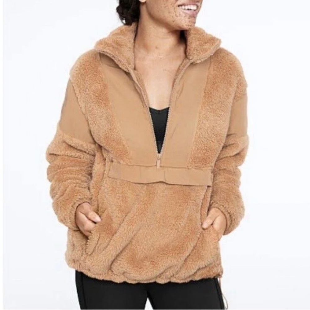 Victorias Secret Pink Sherpa Half Zip Sweater